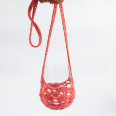Örgü Kadeh/Bardak Askısı Pembe