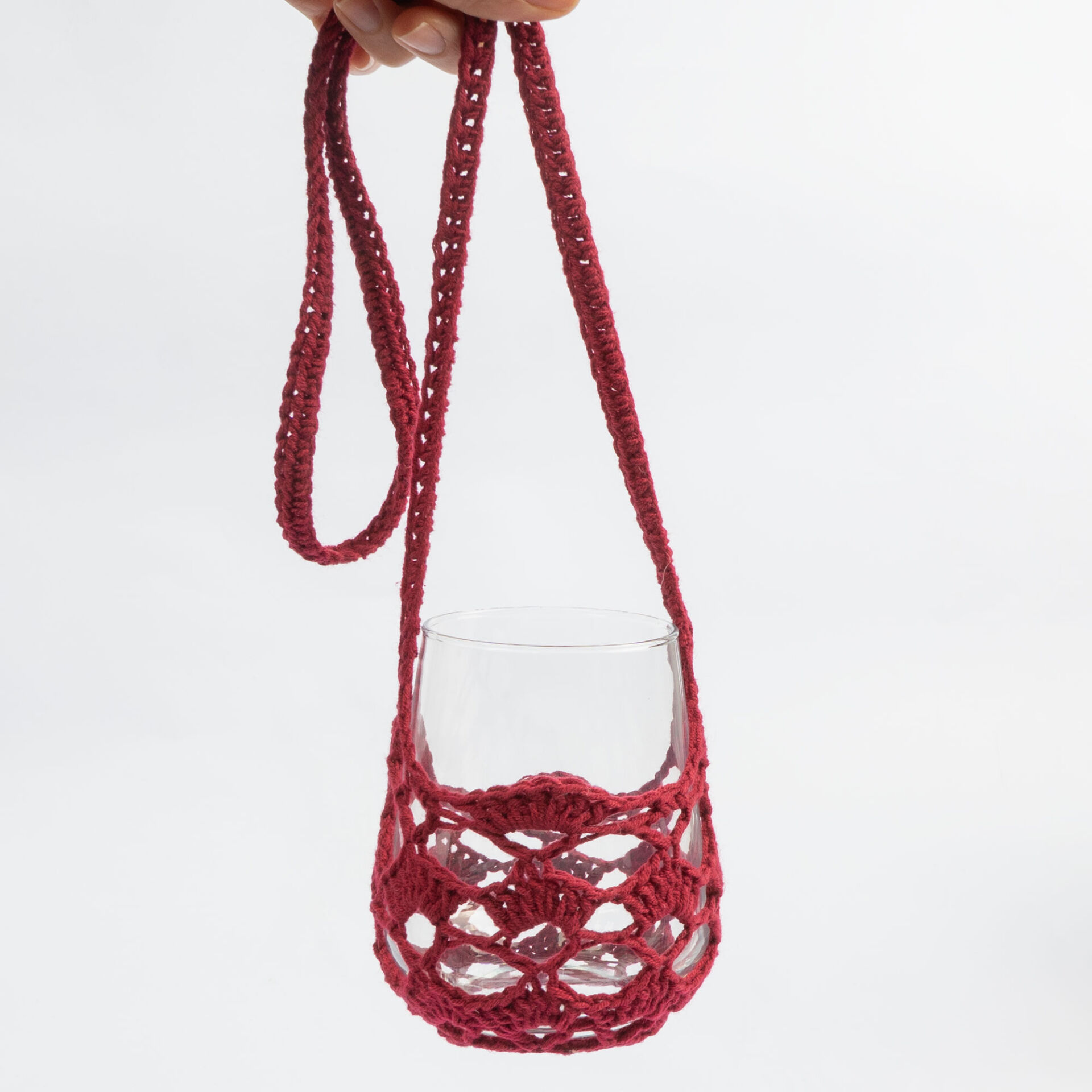 Örgü Kadeh/Bardak Askısı Bordo